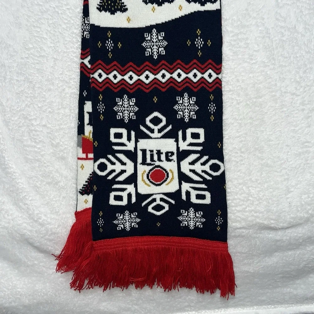 Miller Lite Beer Scarf Molson Coors Brewing Winter Christmas Ugly Sweater Theme